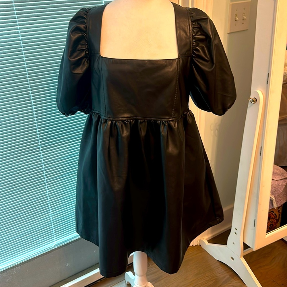 Mittoshop faux leather dress with pockets NWT